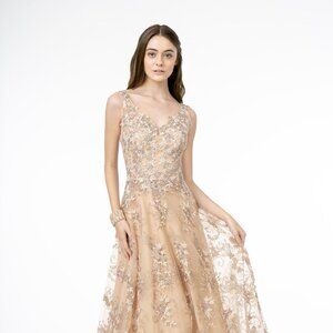 NEW LONG OFF THE SHOULDER SLEEVELESS A-LINE TULLE DRESS WITH ZIPPER BACK GL2884